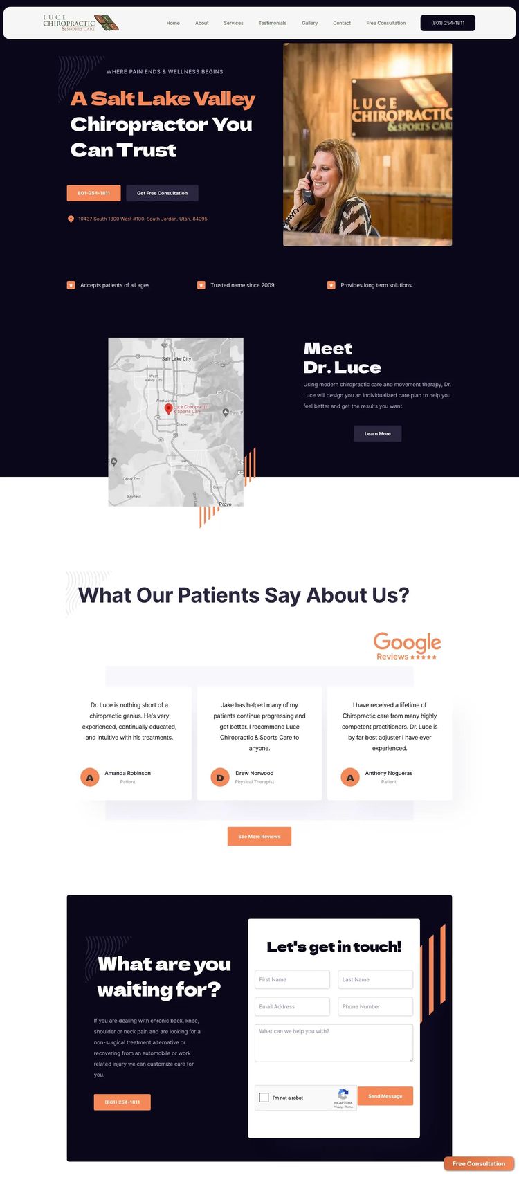 Screenshot 2 of Luce Chiropractic (Example Webflow Chiropractor Website)