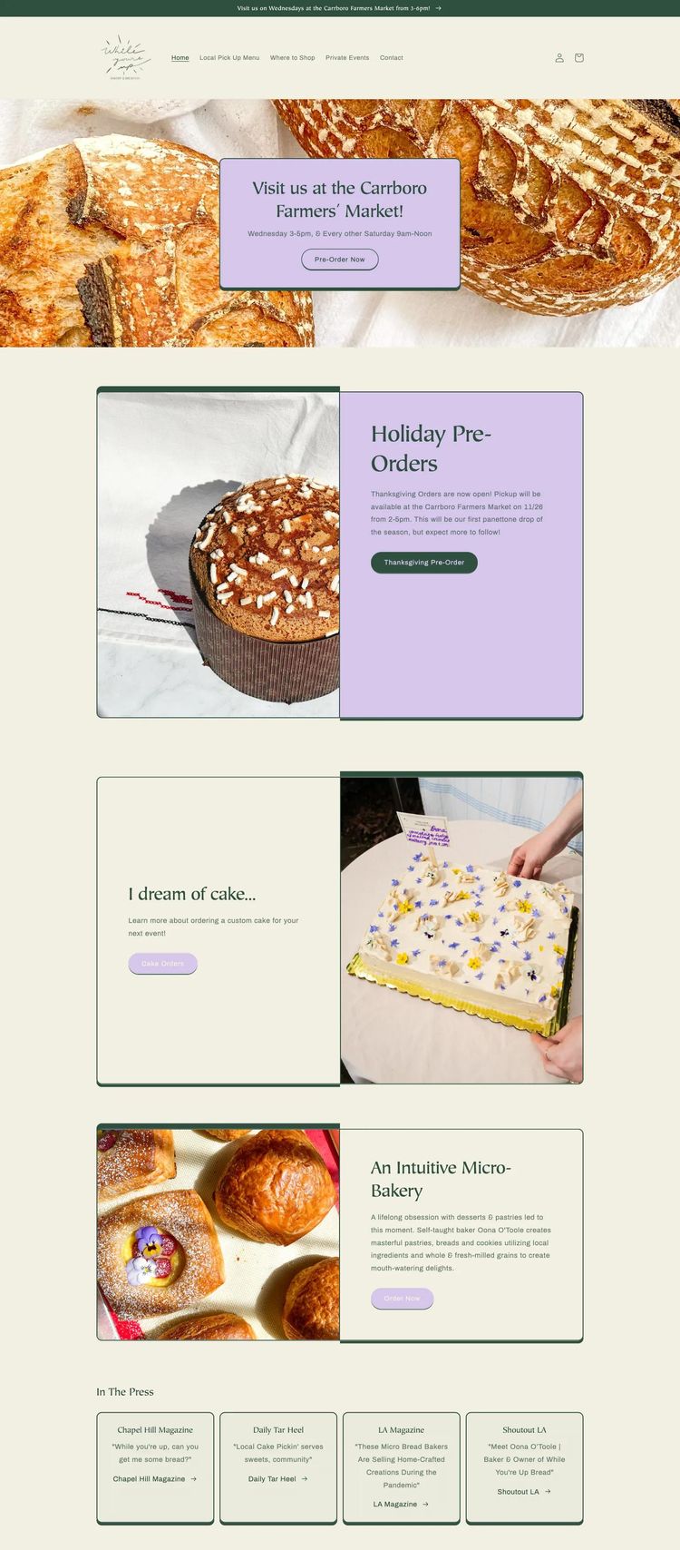 Screenshot 2 of While You're Up Bakery (Example Shopify Bakery Website)