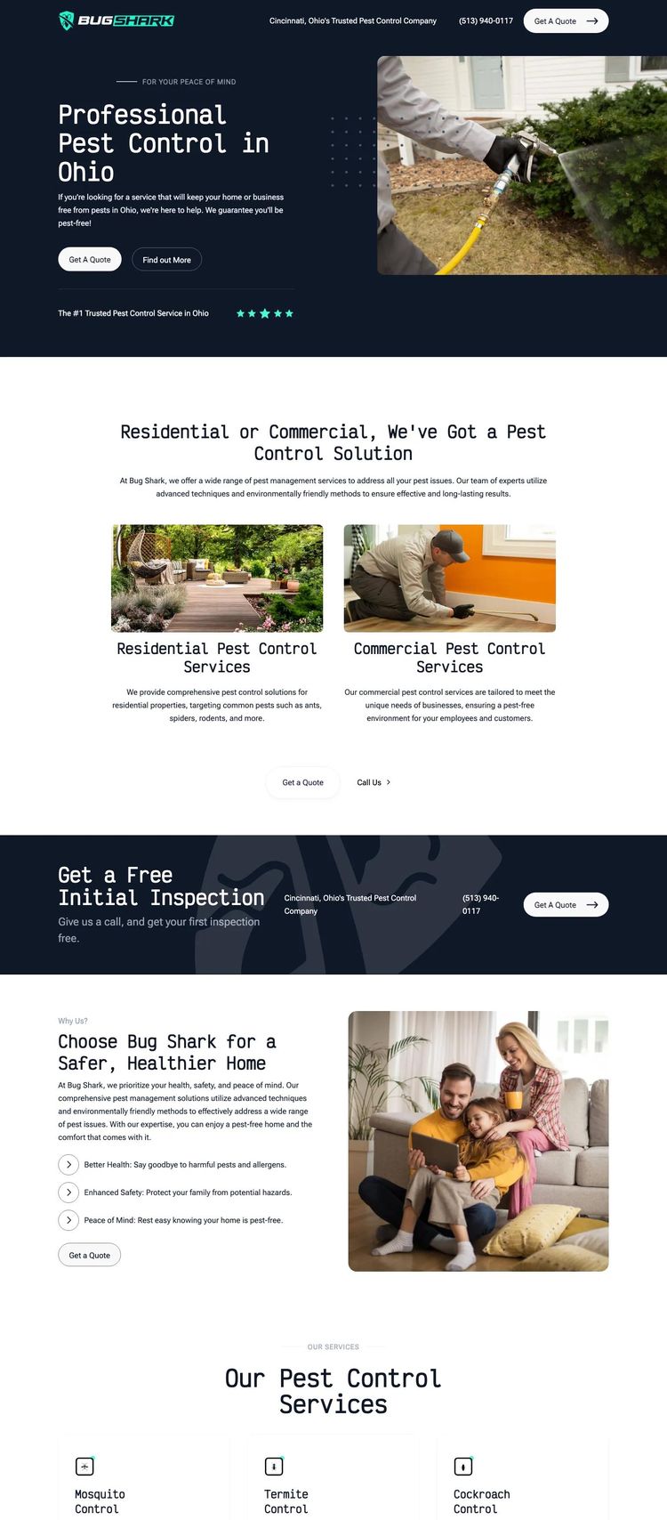 Screenshot 2 of Bug Shark (Example Webflow Pest Control Website)