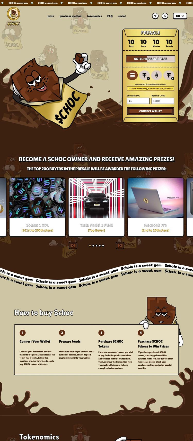 Screenshot 2 of CHOC (Example Svelte Cryptocurrency Website)
