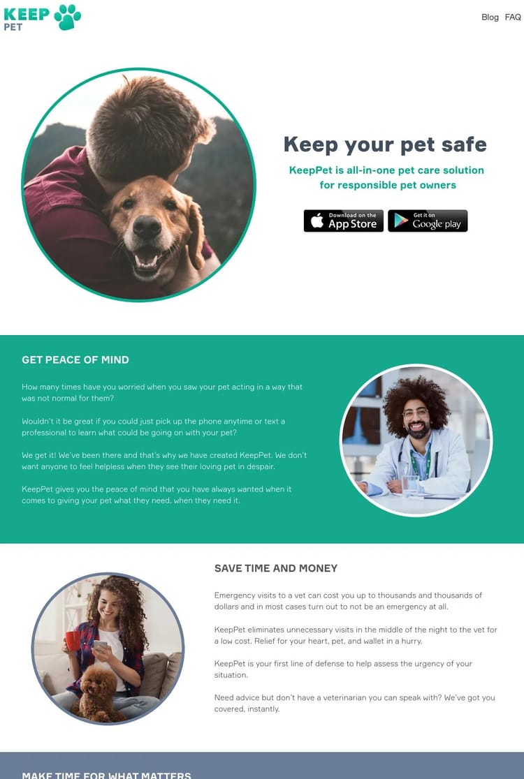 Screenshot 1 of KeepPet (Example Strikingly Website)