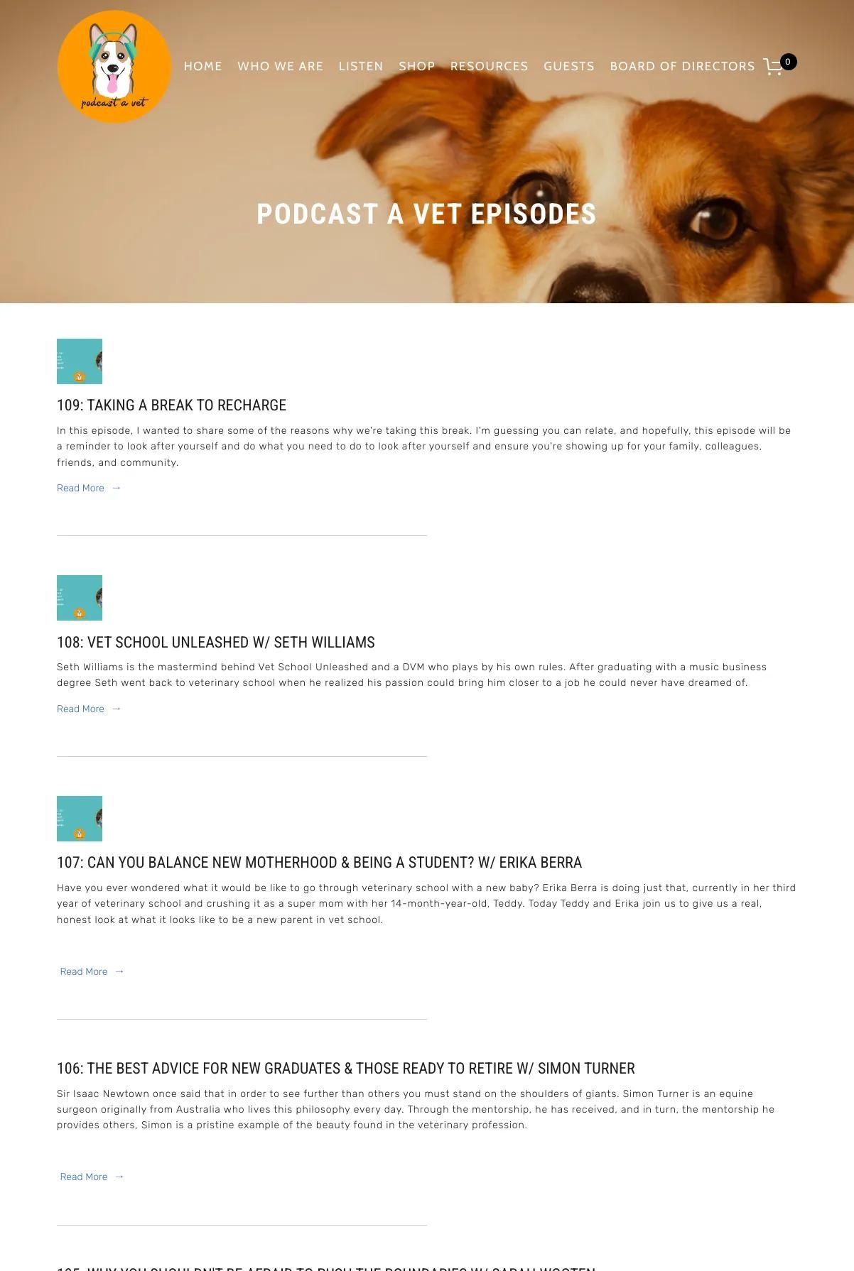 Screenshot 2 of Podcast a Vet (Example Squarespace Podcast Website)