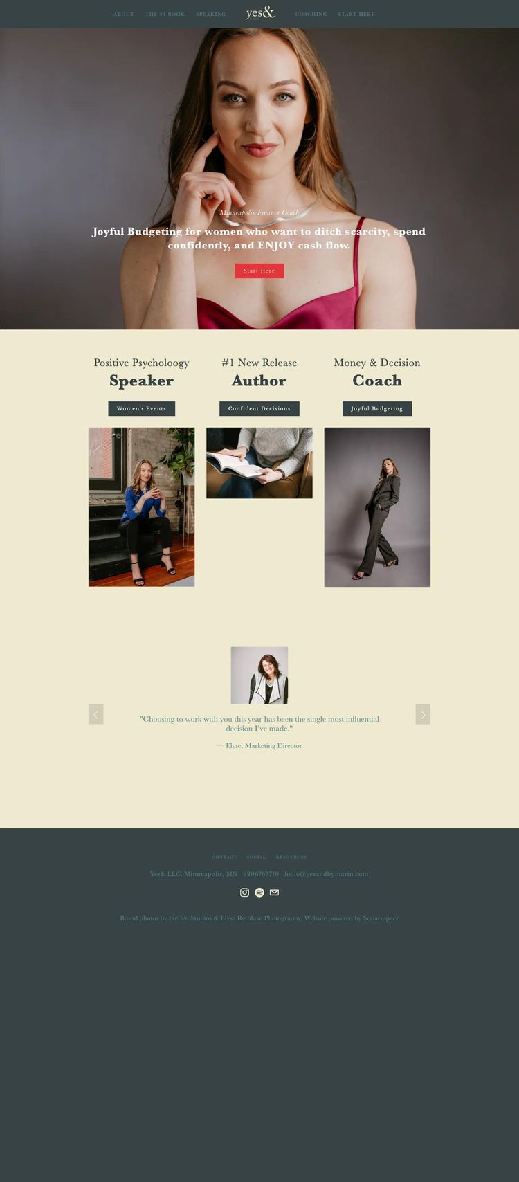 Screenshot 1 of Yes& by Marin (Example Squarespace Life/Business Coach Website)