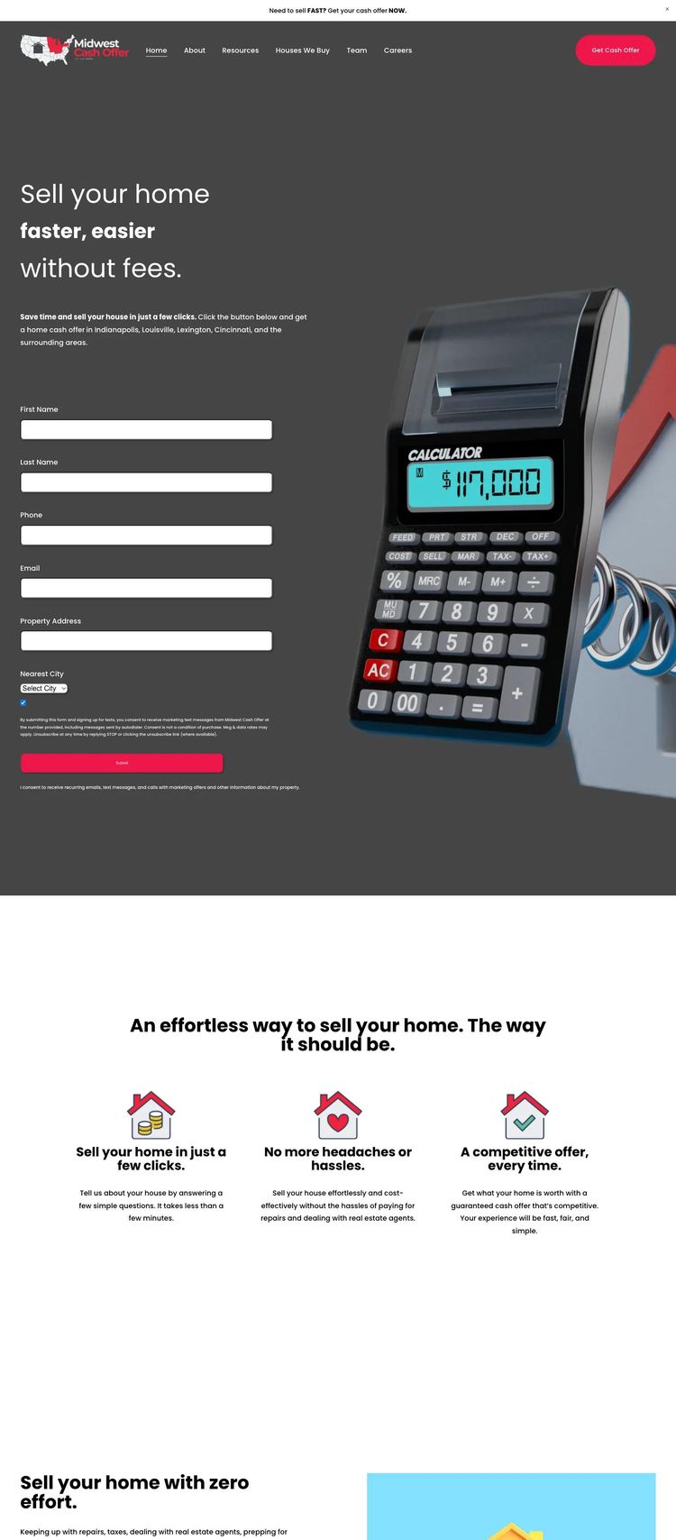 Screenshot 1 of Midwest Cash Offer (Example Squarespace Real Estate Agent Website)