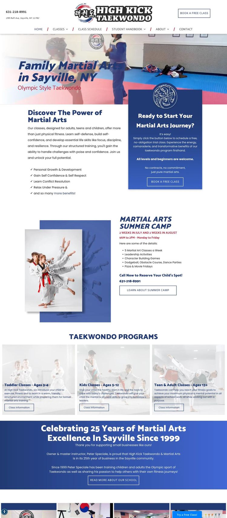 Screenshot 1 of High Kick Taekwondo (Example Duda Fitness Website)