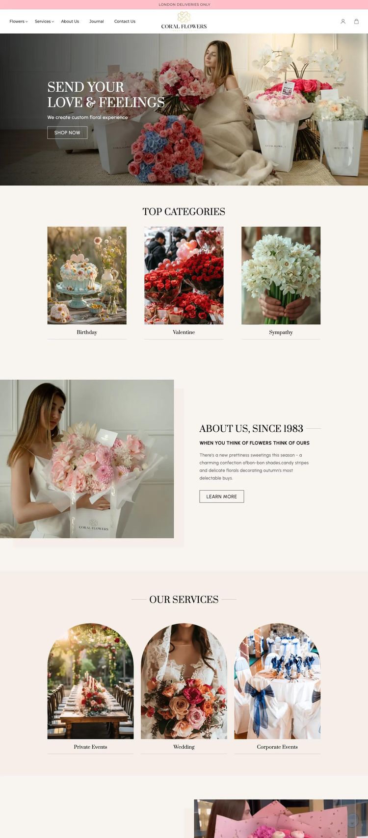 Screenshot 2 of Coral Flowers (Example Shopify Florist Website)