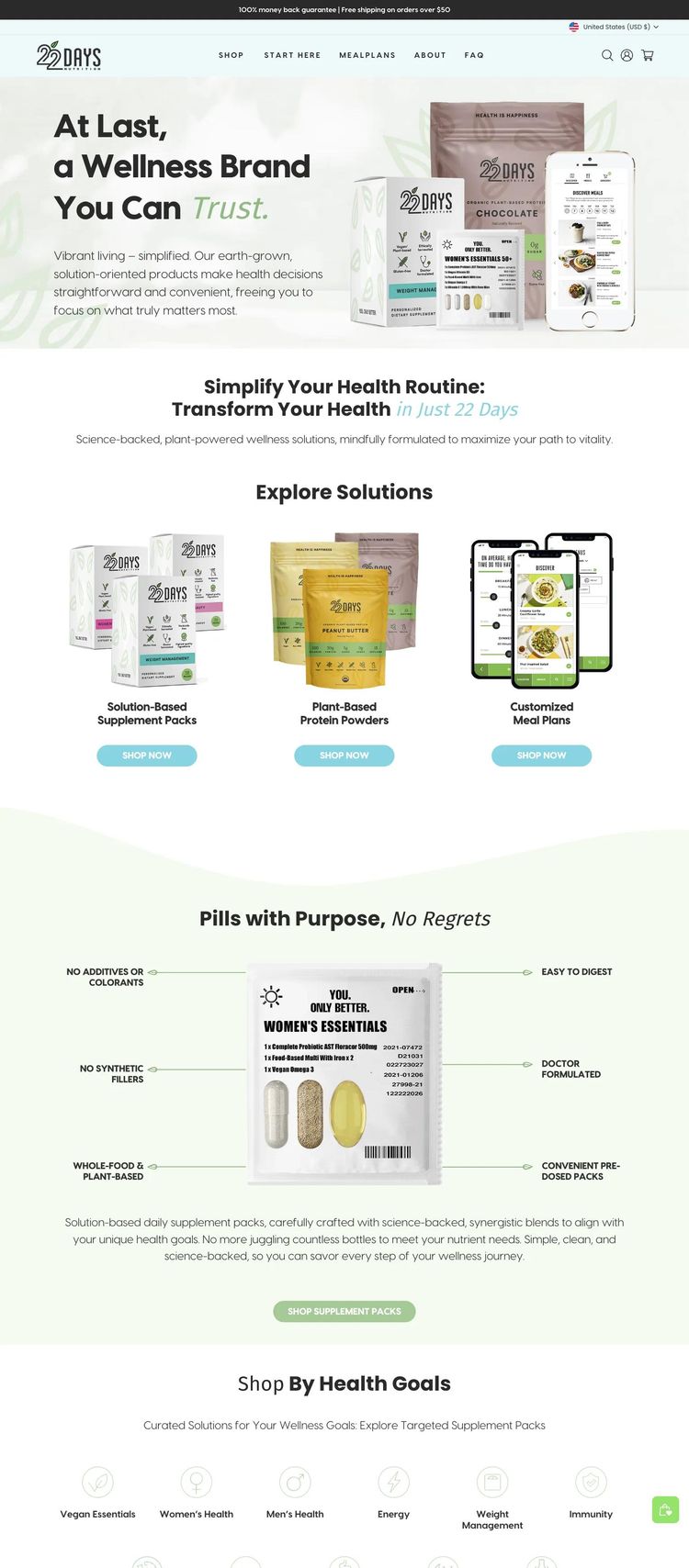 Screenshot 2 of 22 Days Nutrition (Example Shopify Nutritionist Website)