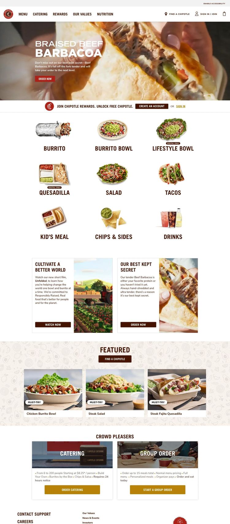 Screenshot 2 of Chipotle (Example undefined Restaurant Website)