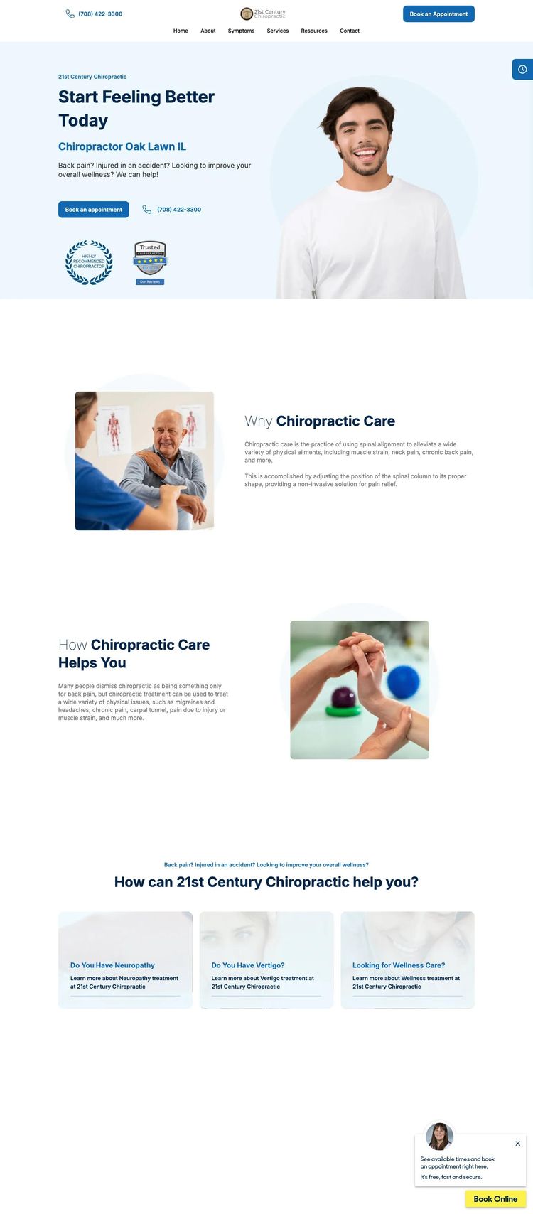 Screenshot 2 of 21st Century Chiropractic (Example Webflow Chiropractor Website)