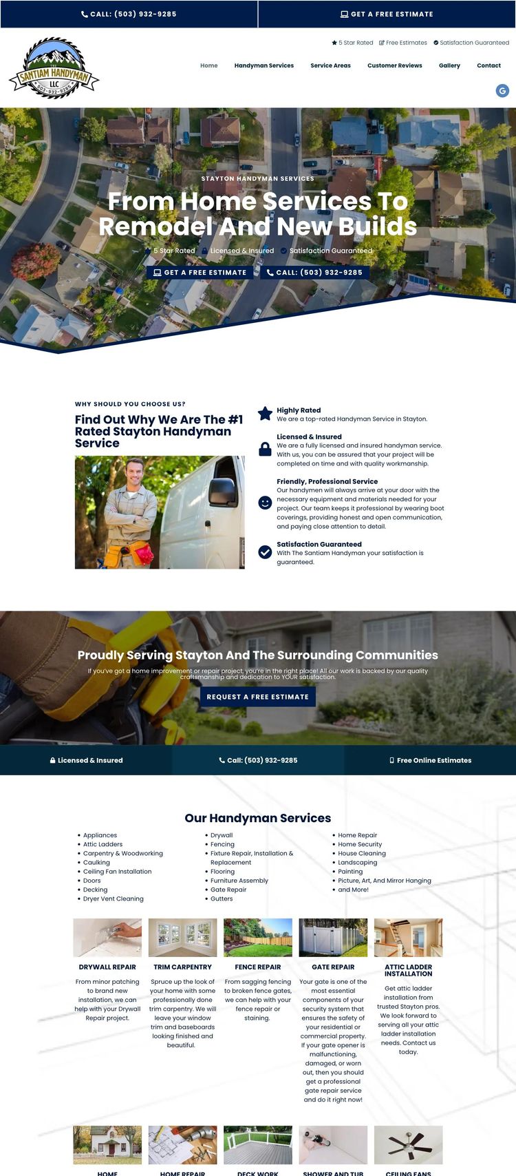 Screenshot 2 of Santiam Handyman (Example WordPress Handyman Website)