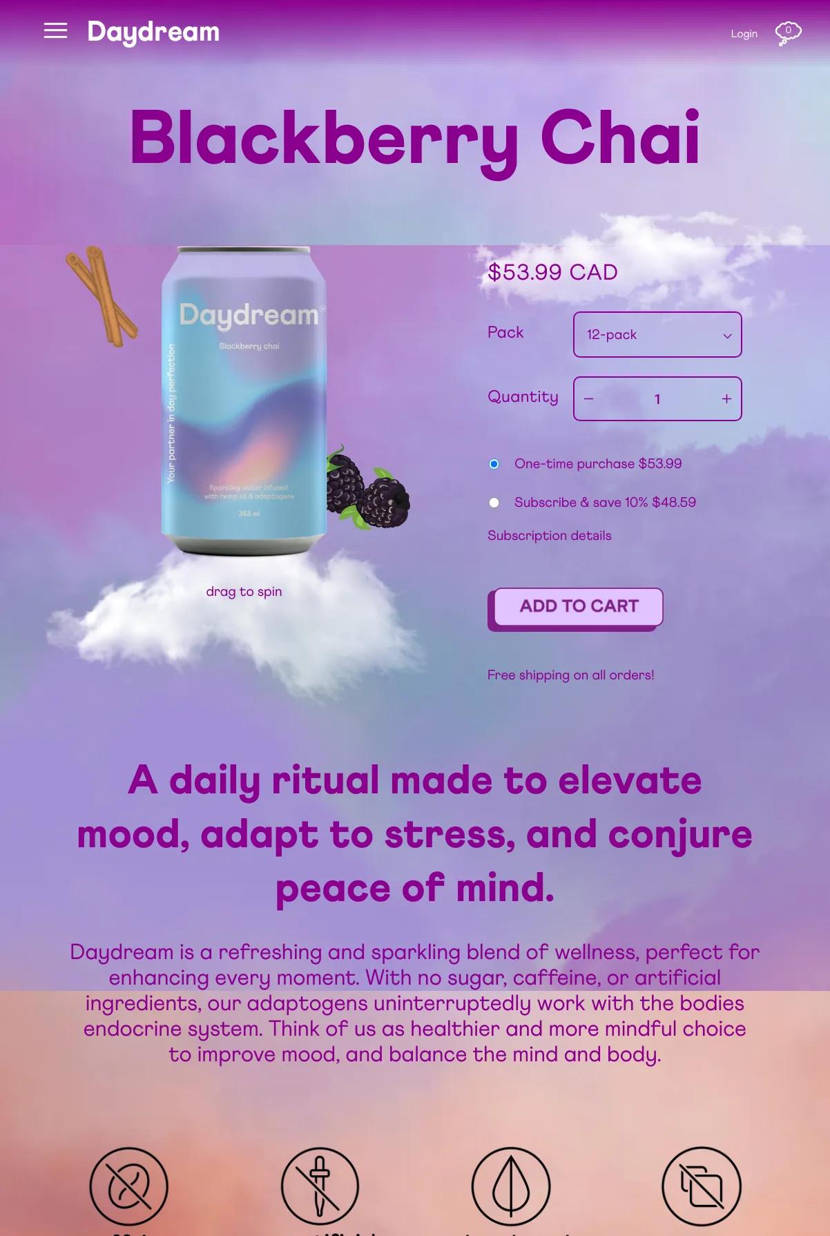 Screenshot 3 of Daydream Drinks (Example Shopify Food and Beverage Website)