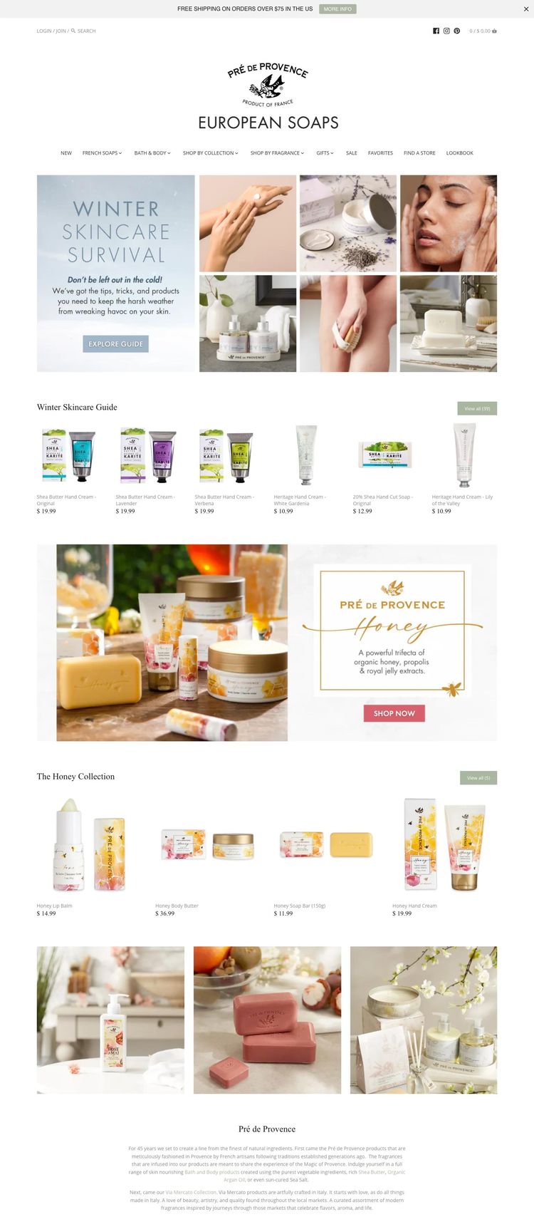 Screenshot 2 of Pré de Provence (Example Shopify Beauty Products Website)