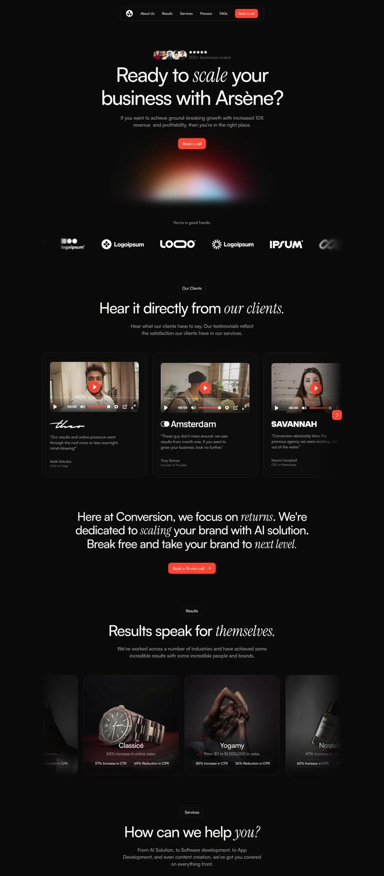 Screenshot 2 of Arsène (Example Framer Business Consultant Website)