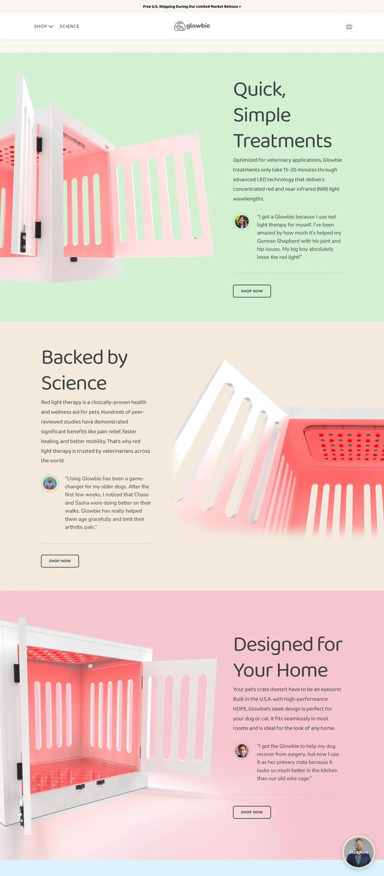 Screenshot 1 of Glowbie (Example Shopify Pet Services Website)