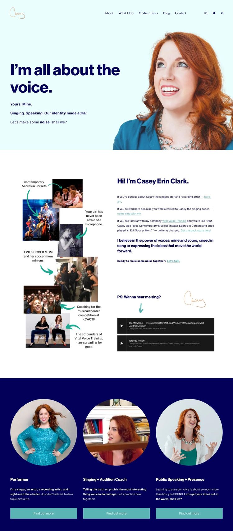 Screenshot 1 of Casey Erin Clark (Example Squarespace Actor/Performer Website)