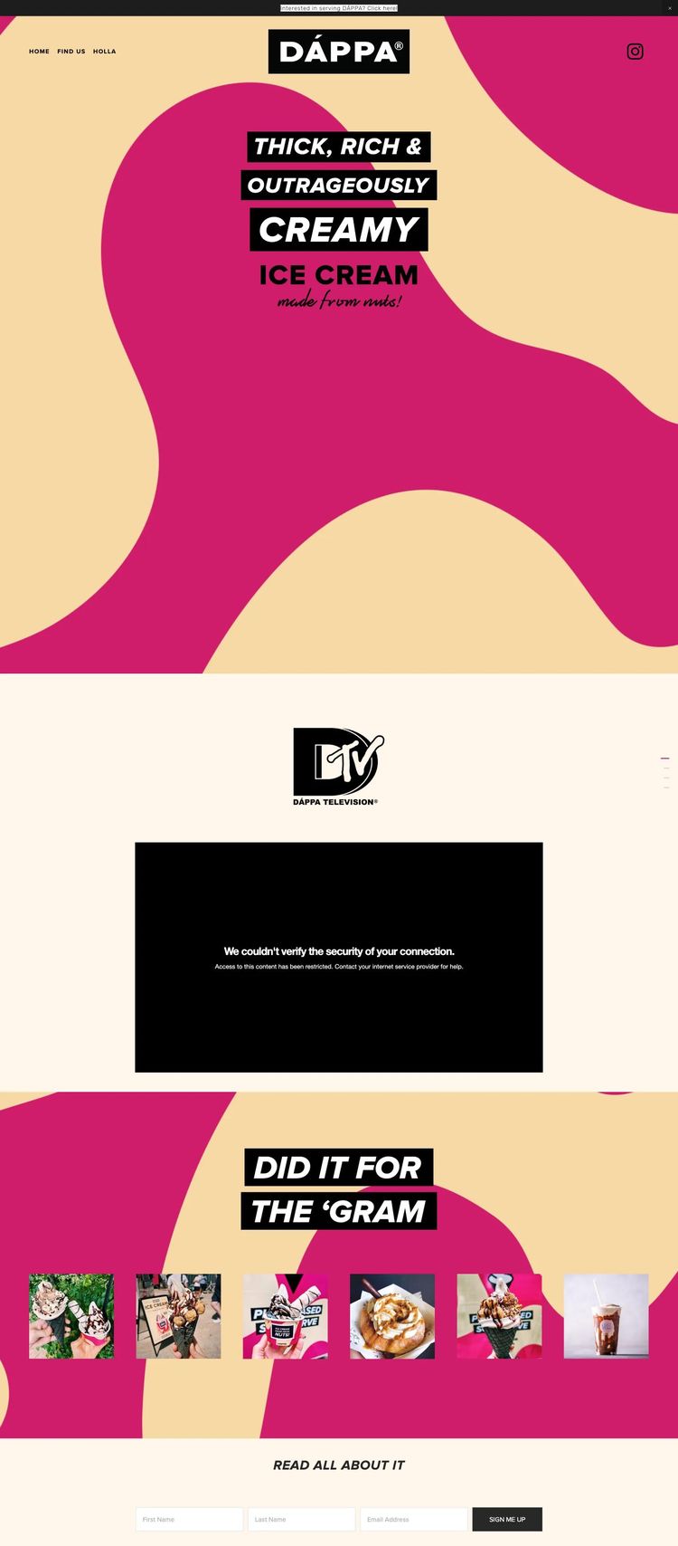 Screenshot 2 of DÁPPA (Example Squarespace Food and Beverage Website)