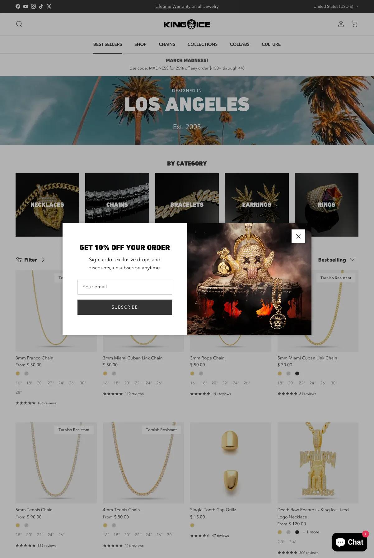 Screenshot 2 of King Ice (Example Shopify Jewelry Website)