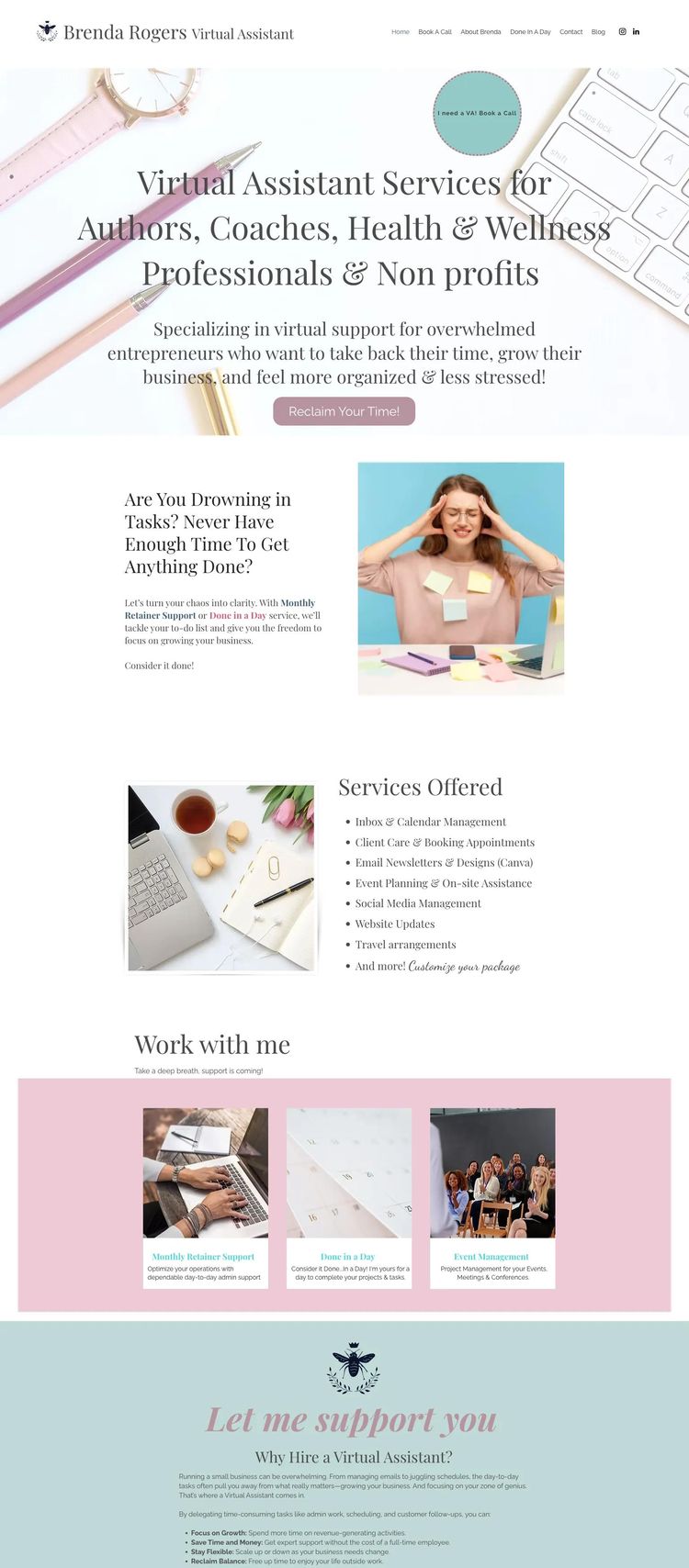 Screenshot 2 of Brenda Rogers (Example Wix Virtual Assistant Website)