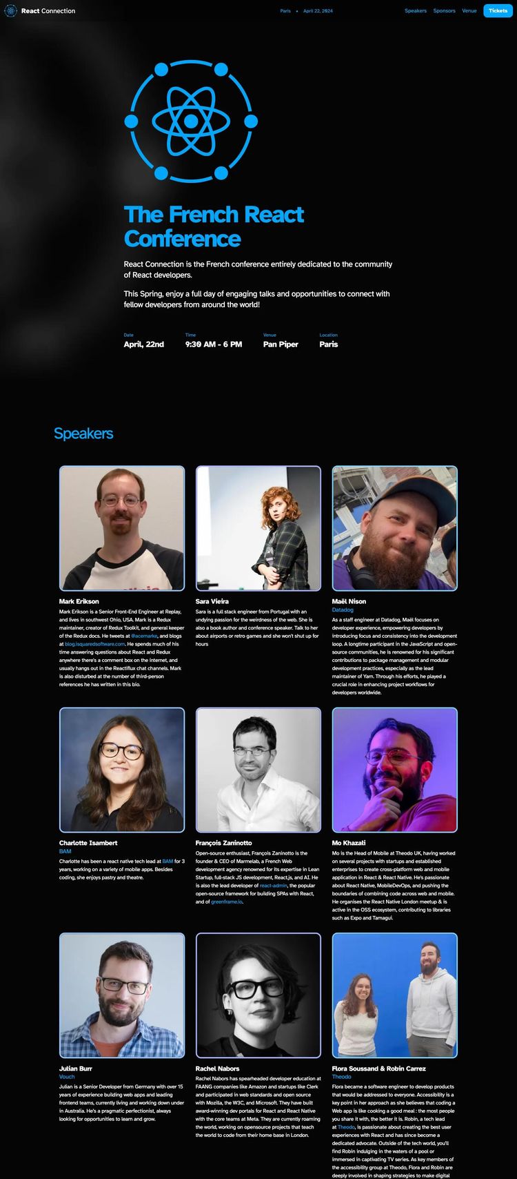 Screenshot 2 of React Connection (Example Gatsby Conference Website)