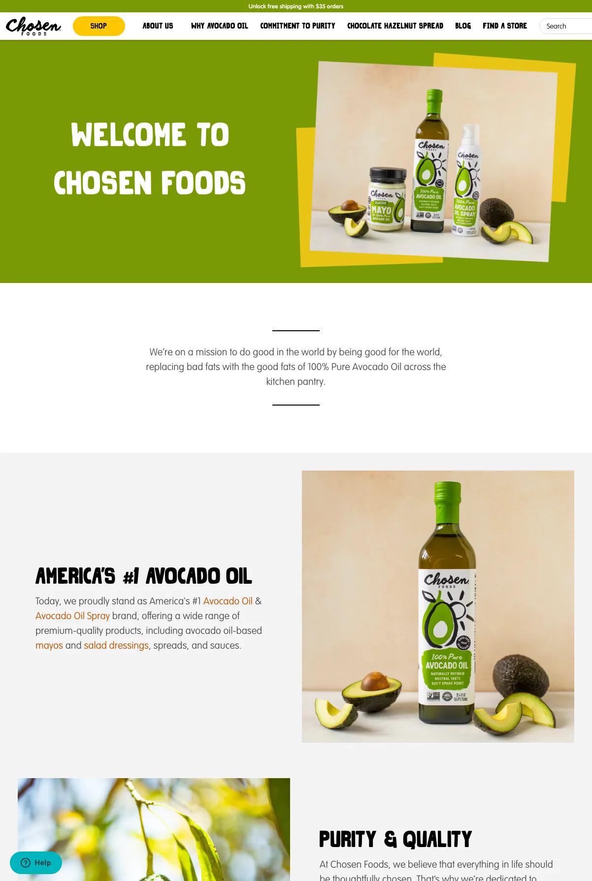 Screenshot 2 of Chosen Foods (Example Shopify Website)