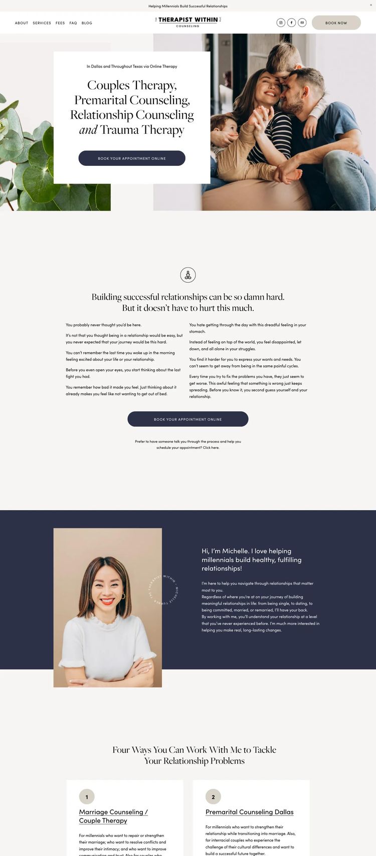 Screenshot 2 of My Therapist Within (Example Squarespace Mental Health Services Website)