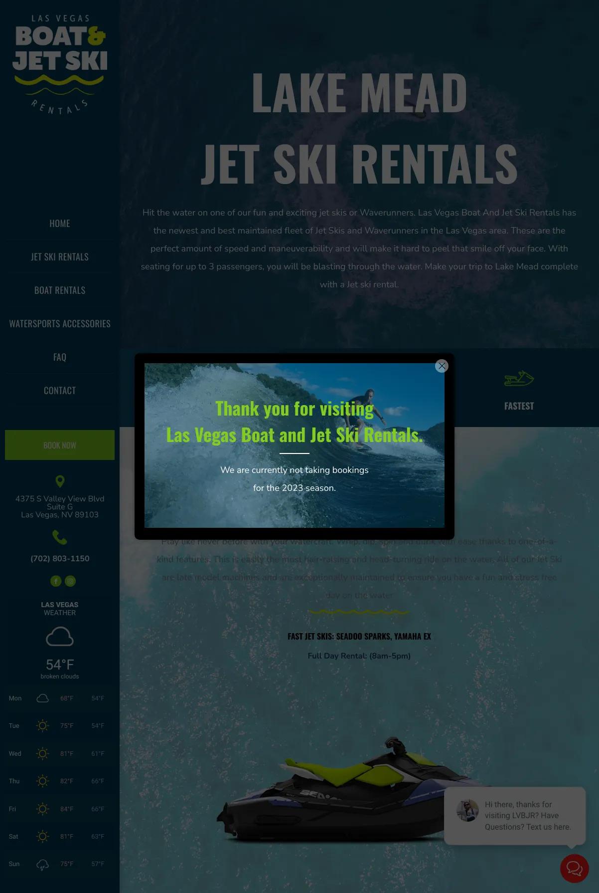 Screenshot 2 of Las Vegas Boat and Jet Ski Rentals (Example Duda Website)