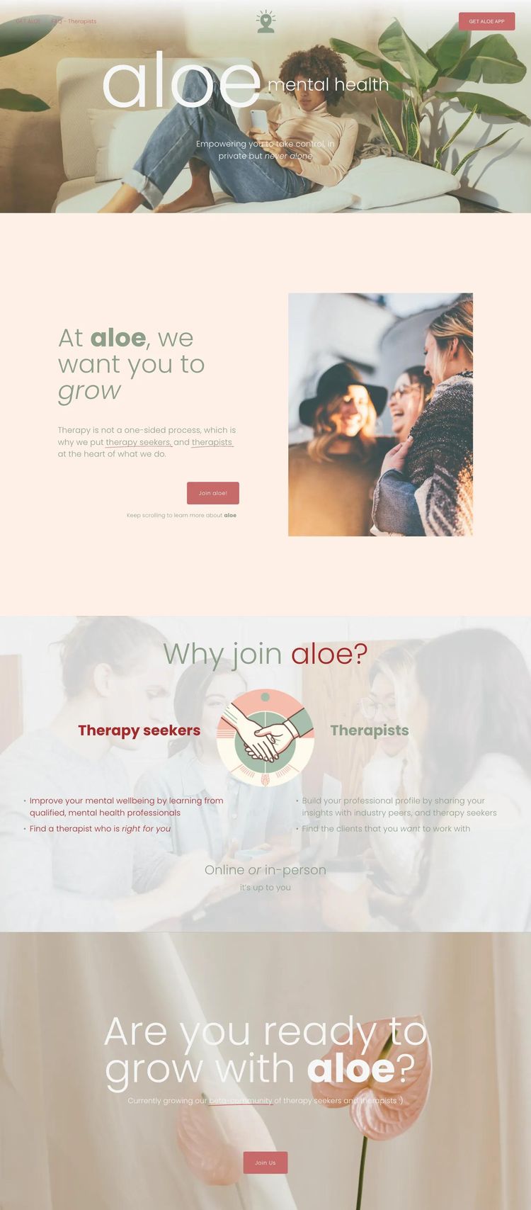 Screenshot 2 of Aloe (Example Squarespace Mental Health Services Website)