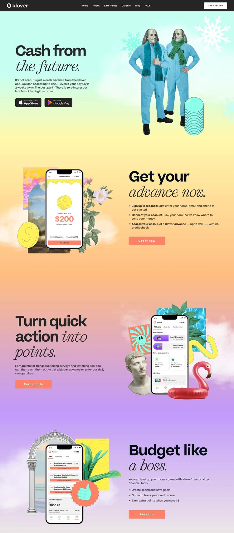 Screenshot 2 of Klover (Example Webflow Mobile App Website)