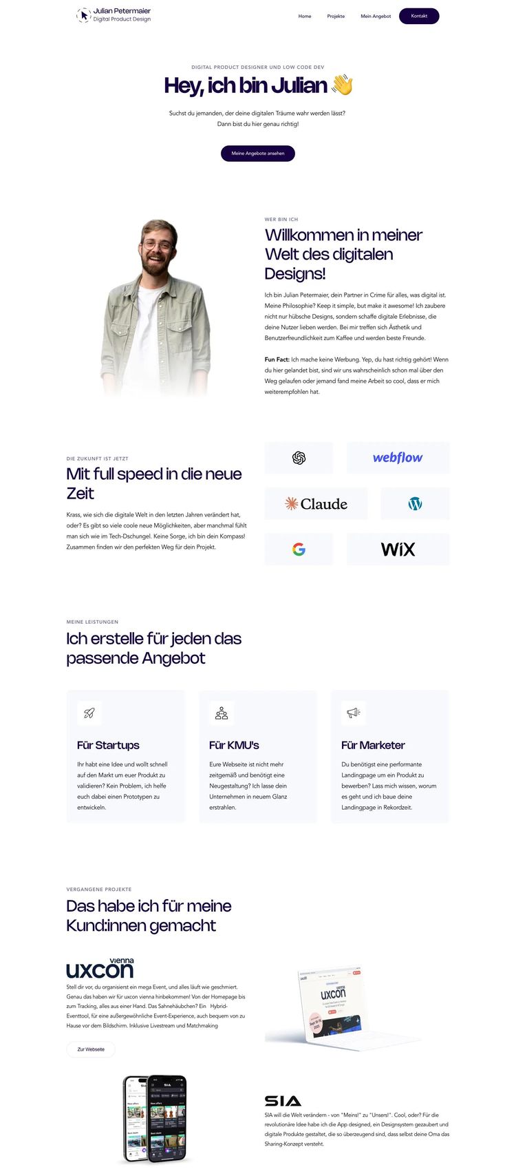 Screenshot 1 of Julian Petermaier (Example Webstudio Website)