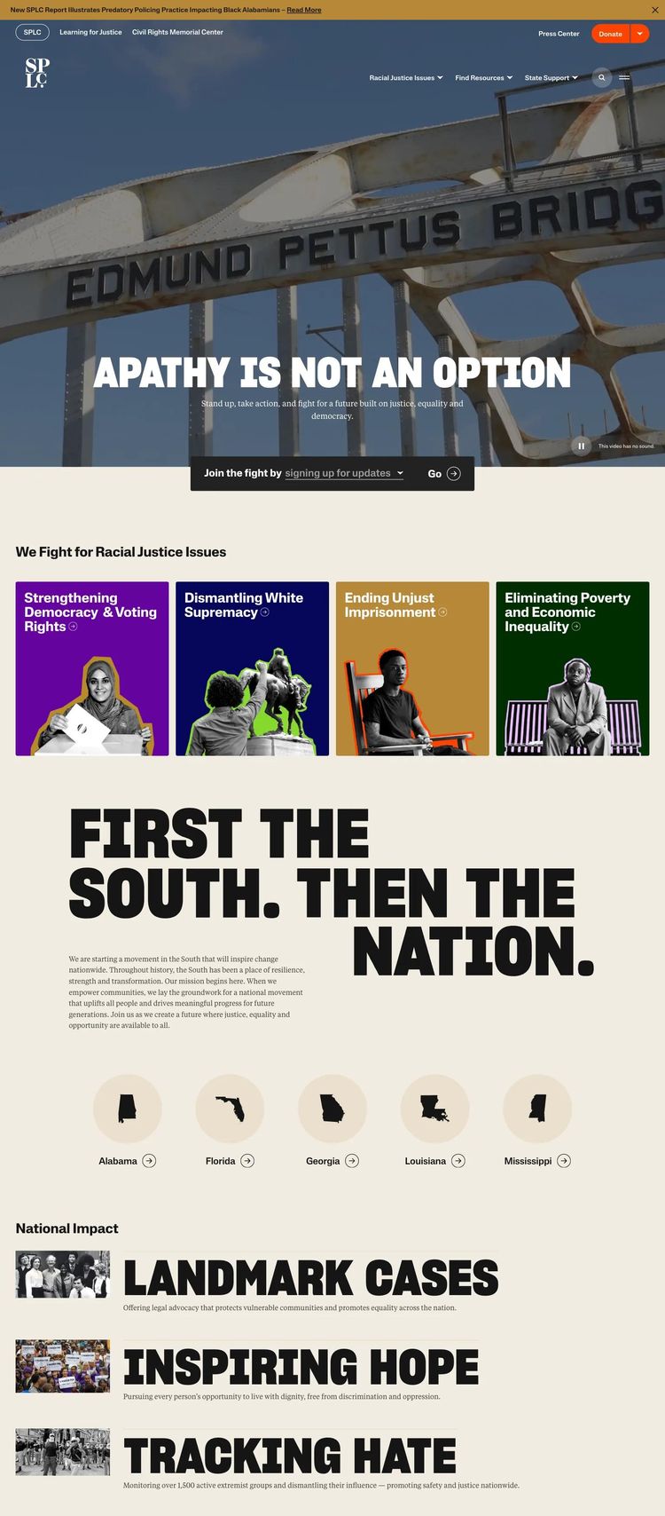 Screenshot 2 of SPLC (Southern Poverty Law Center) (Example WordPress Nonprofit Organization Website)