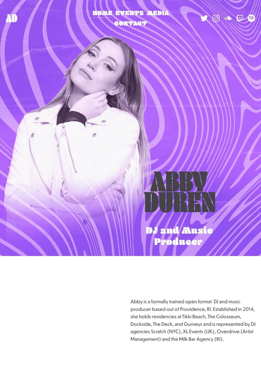 Screenshot 1 of DJ Abby Duren (Example Squarespace Music Producer Website)