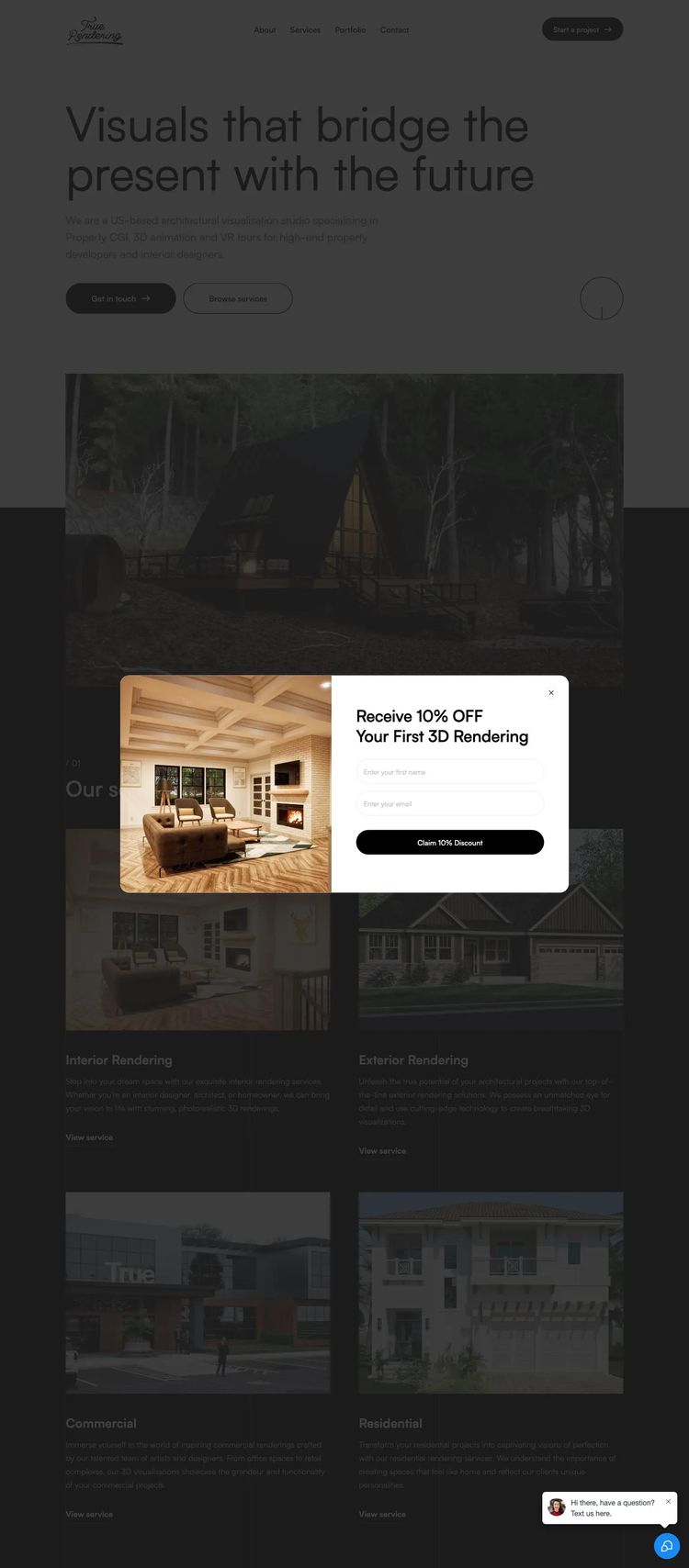 Screenshot 2 of True Rendering (Example Webflow Design Agency/Studio Website)