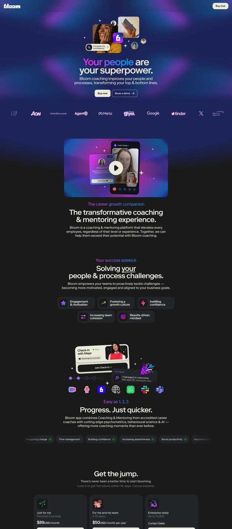 Screenshot 2 of Bloom (Example Framer Life/Business Coach Website)