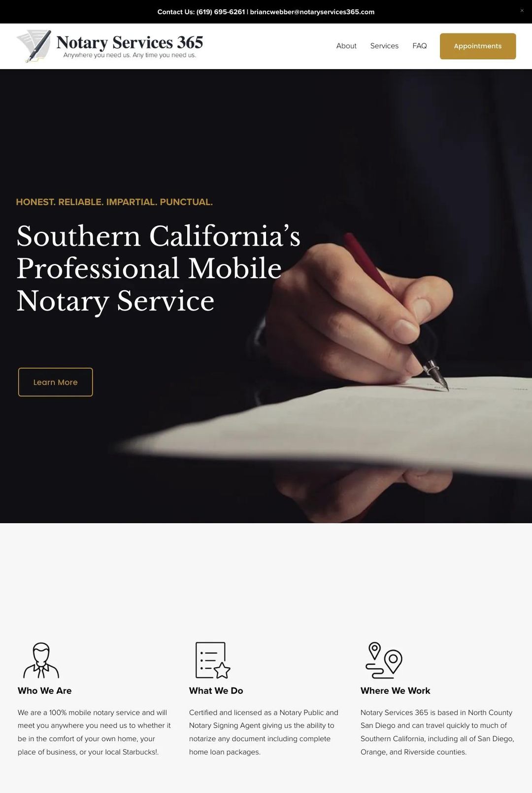 Screenshot 1 of Notary Services 365 (Example Squarespace Notary Website)