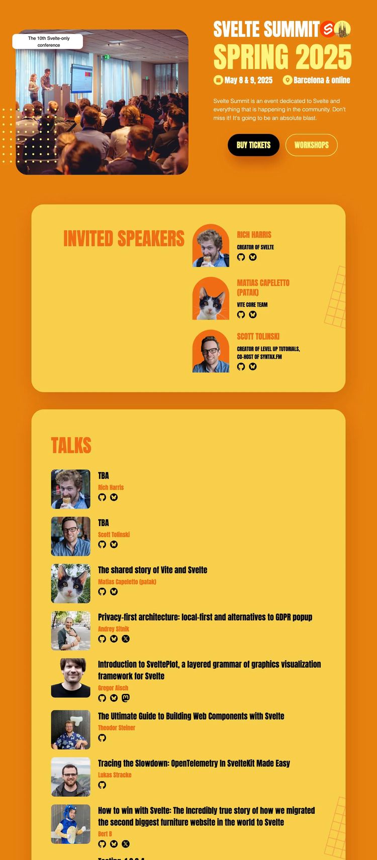 Screenshot 2 of Svelte Summit (Example Svelte Conference Website)