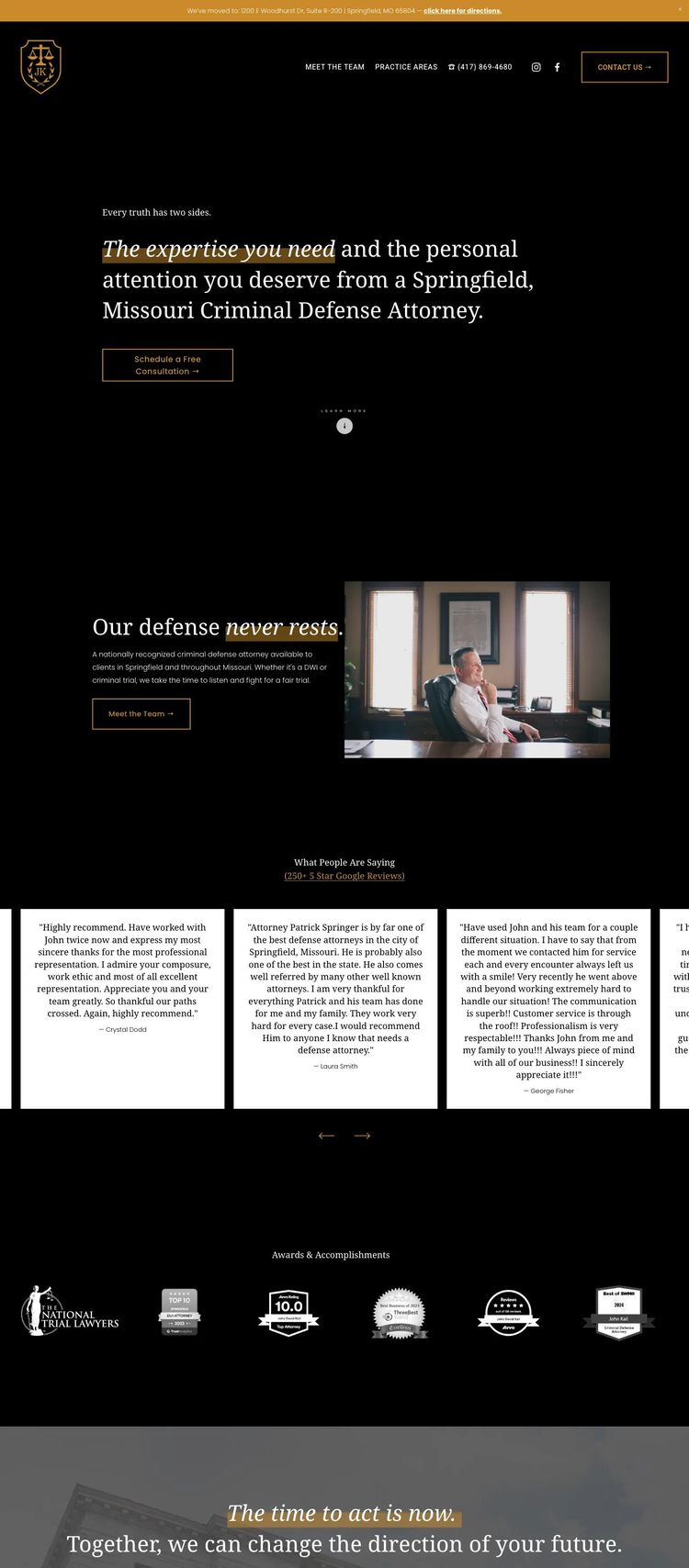 Screenshot 1 of John Kail Attorney At Law (Example Squarespace Law Firm Website)
