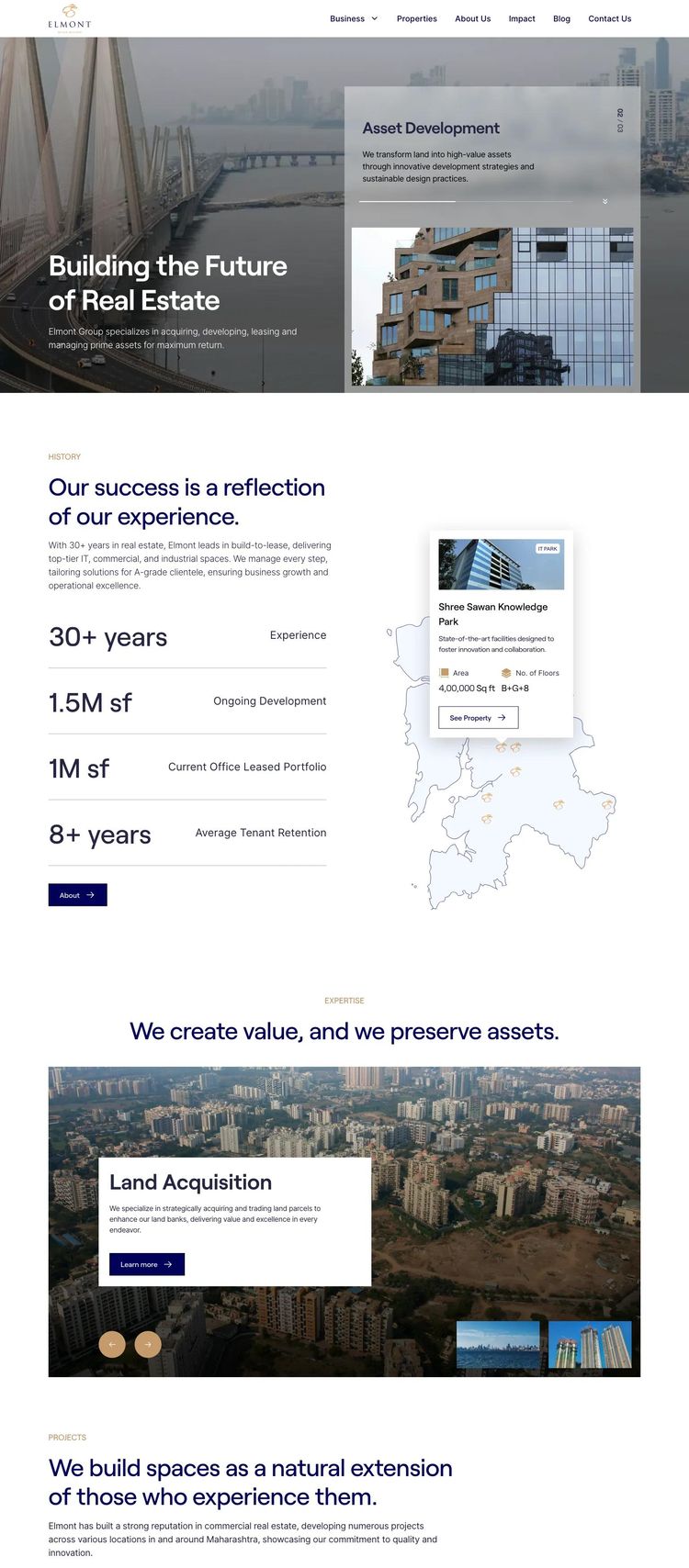 Screenshot 2 of Elmont Group (Example Webflow Commercial Real Estate Website)