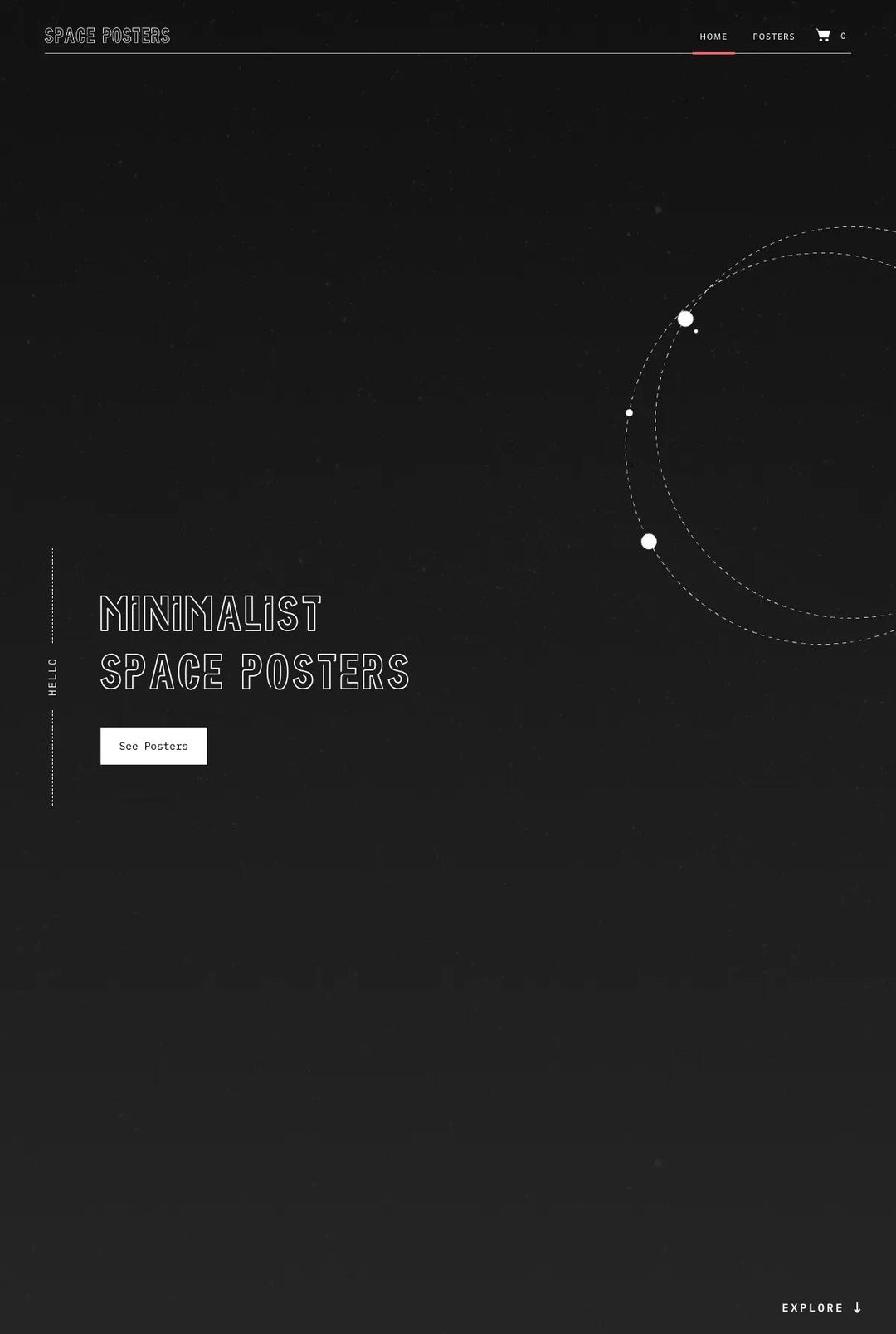 Screenshot 1 of Minimalist Space Posters (Example Webflow Ecommerce Website)