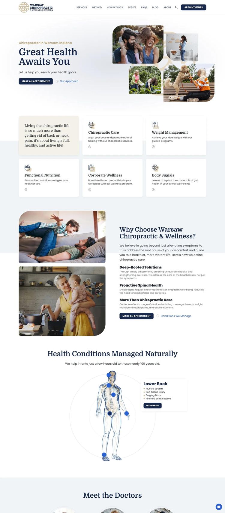Screenshot 2 of Warsaw Chiropractic & Wellness Center (Example WordPress Chiropractor Website)