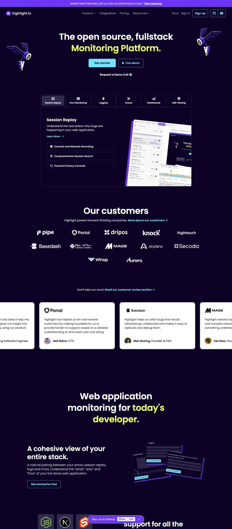 Screenshot 2 of Highlight (Example Squarespace Software Development Website)