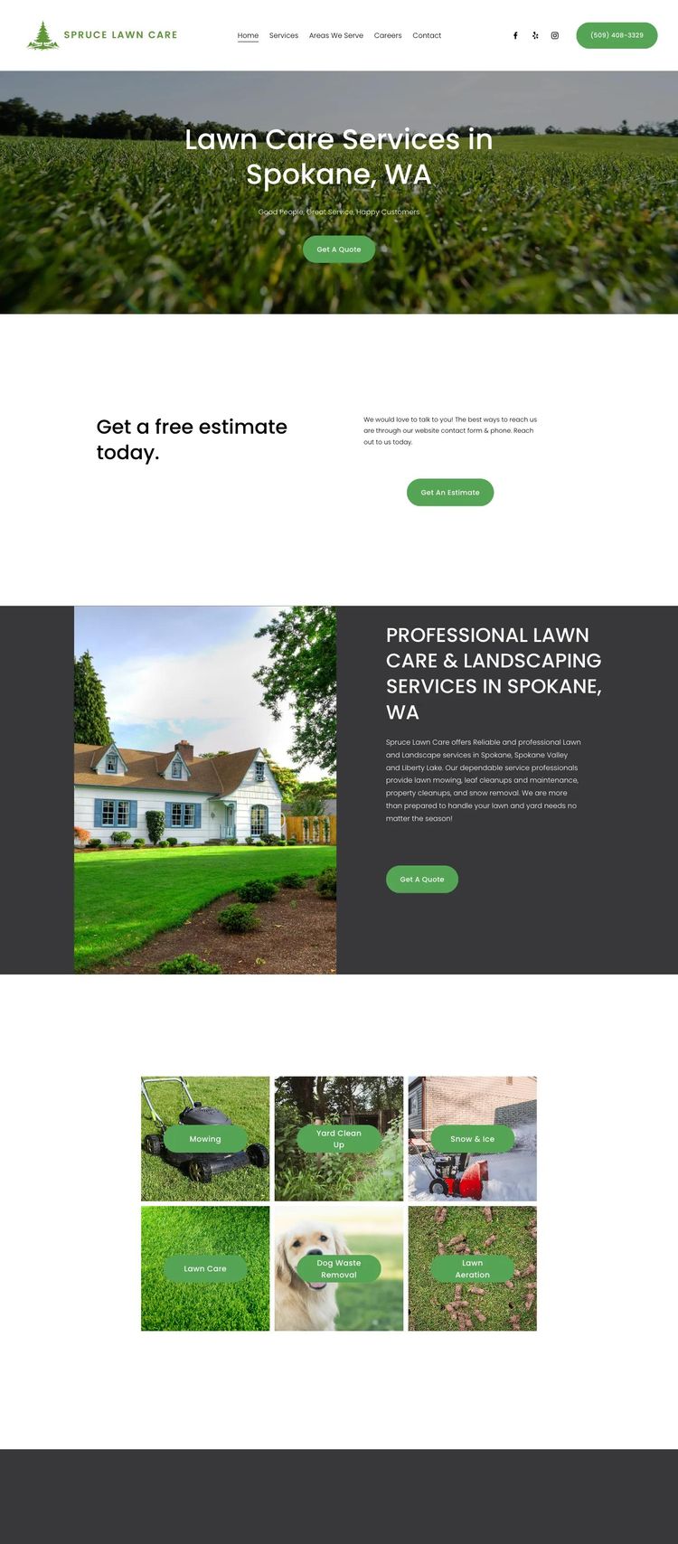 Screenshot 1 of Spruce Lawn Care (Example Squarespace Lawn Care Website)