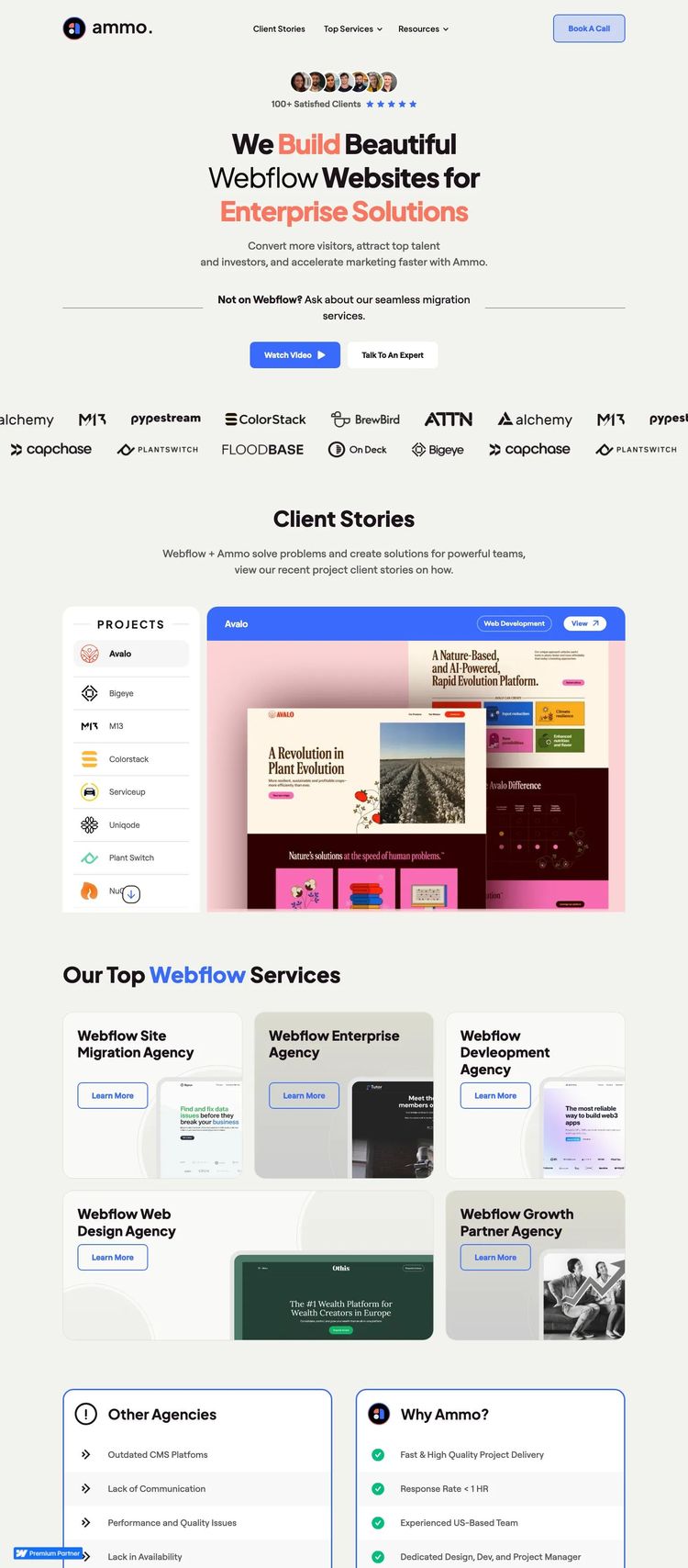 Screenshot 2 of Ammo Studio (Example Webflow Design Agency/Studio Website)