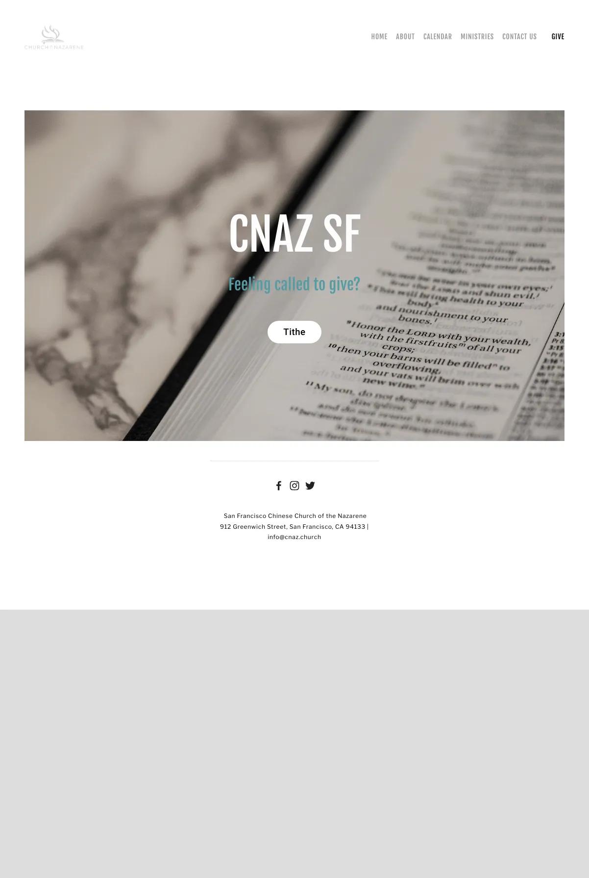 Screenshot 2 of San Francisco Chinese Church of the Nazarene (Example Squarespace Church Website)