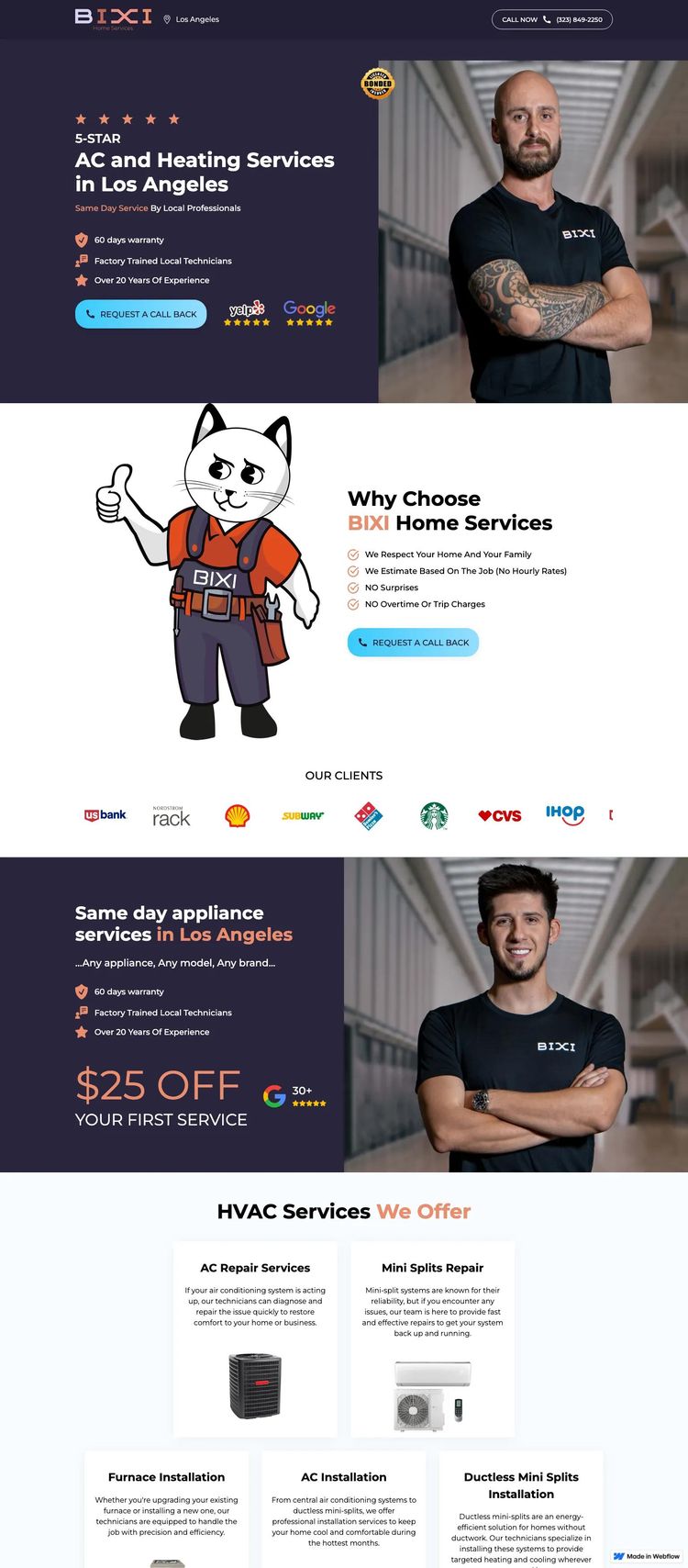 Screenshot 2 of BIXI Home Services (Example Webflow HVAC Website)