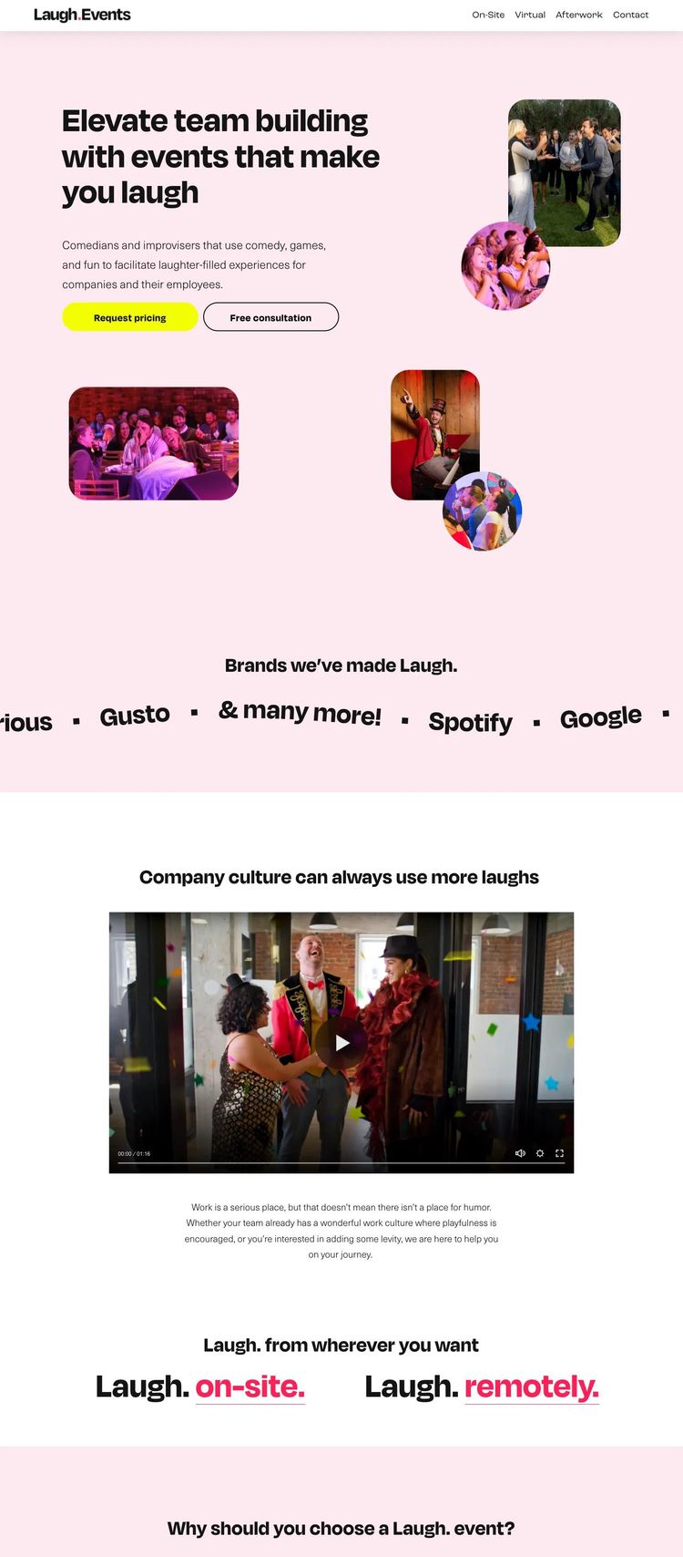 Screenshot 2 of Laugh (Example Squarespace Event Planner Website)