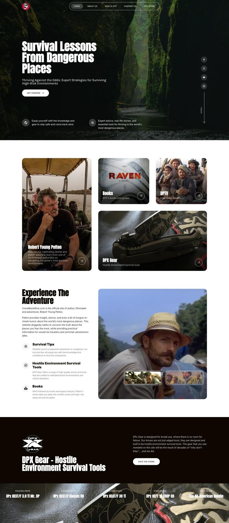 Screenshot 2 of Robert Young Pelton (Example WordPress Outdoor Recreation Website)