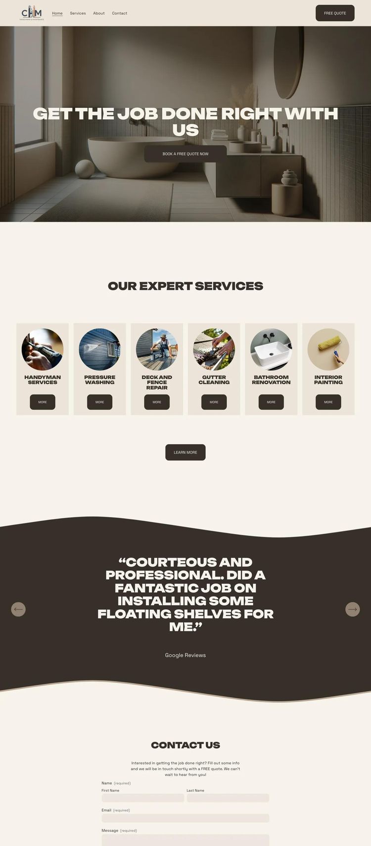 Screenshot 2 of CHM Contractors (Example Squarespace Handyman Website)