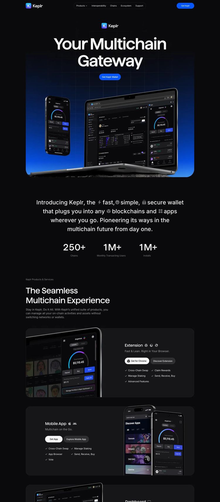 Screenshot 2 of Keplr (Example Webflow Cryptocurrency Website)
