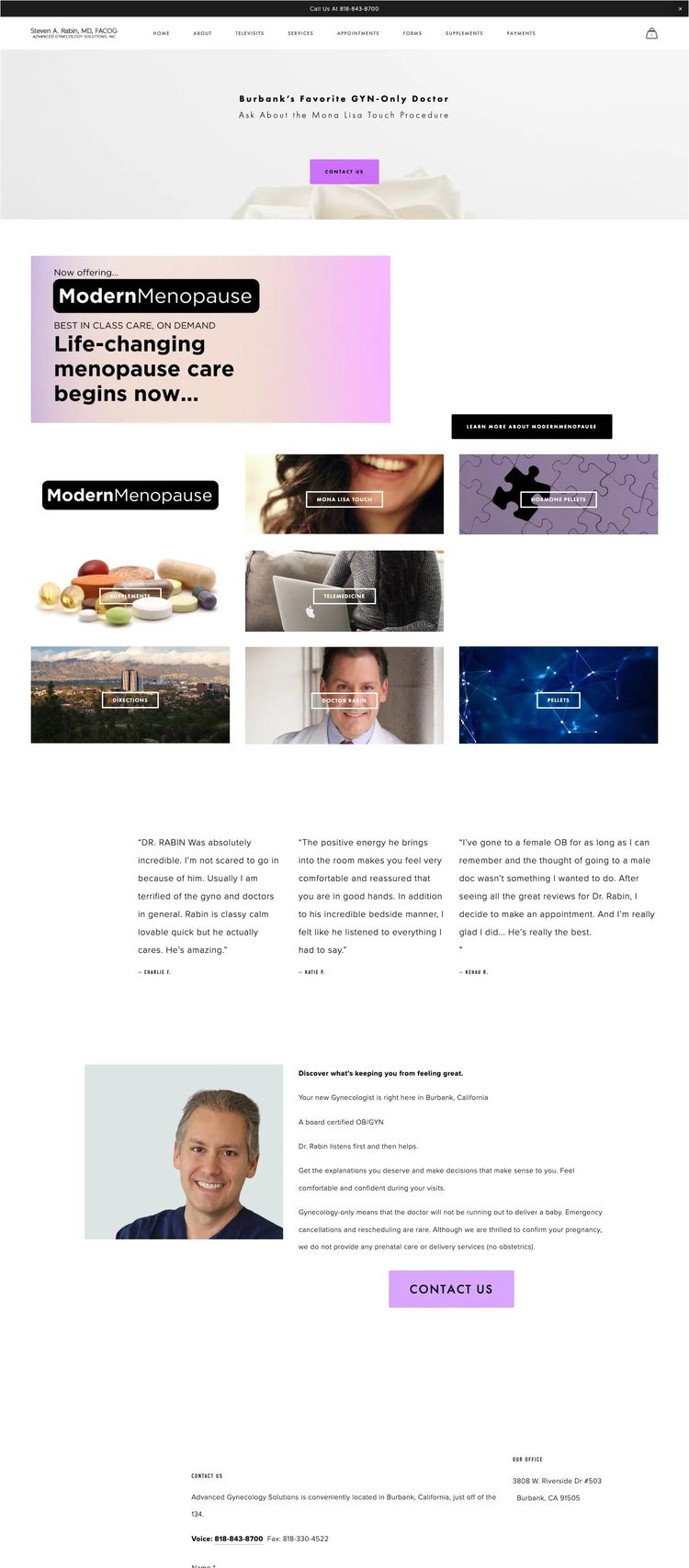 Screenshot 2 of Dr. Rabin (Example Squarespace Medical Practice Website)