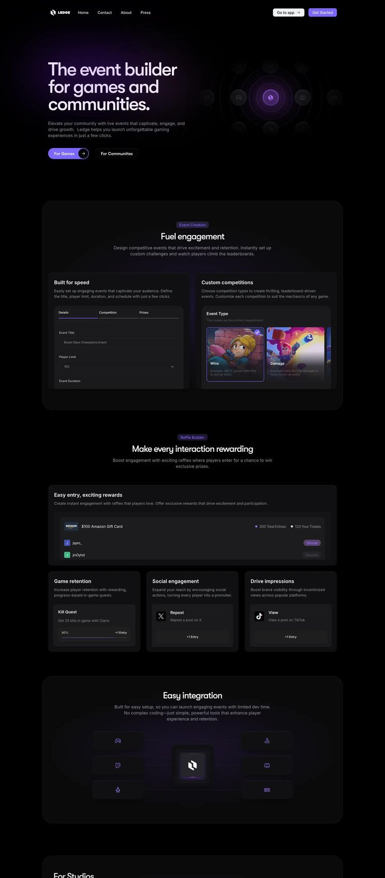 Screenshot 2 of Ledge (Example Framer Gaming and Interactive Website)